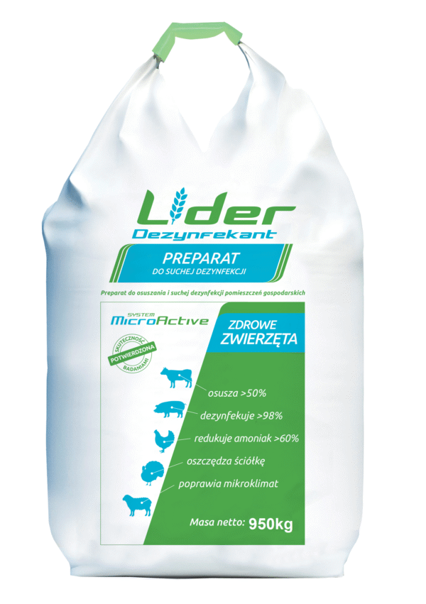 Lider dezynfekan 950 kg, Preparat do suchej dezynfekcji pomieszczeń gospodarskich, suchy dezynfekant Bigbag 950 kg
