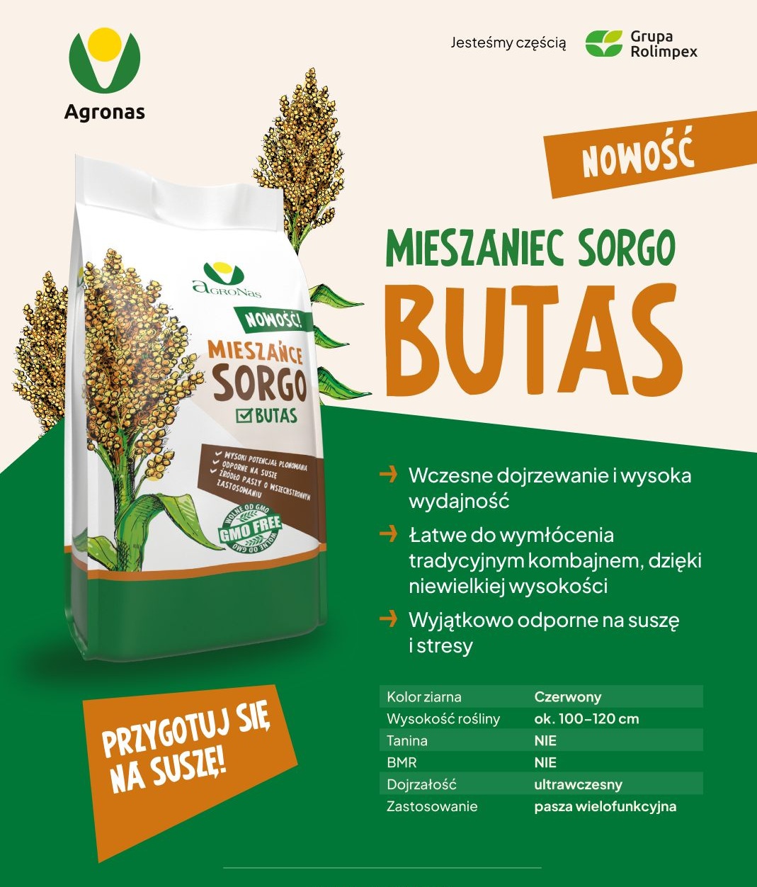 SORGO Czerwone BUTAS jednostka siewna na hektar