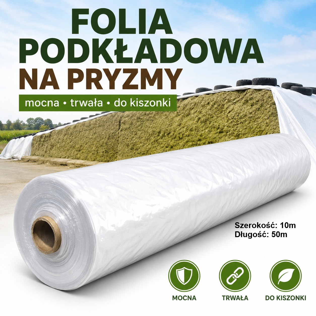 Folia podkładowa na pryzmy do kiszonki 10/50